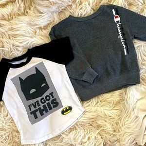 Boys 4T 2 Piece Bundle !! Champion Pullover Sweatshirt & Batman T Shirt - EUC